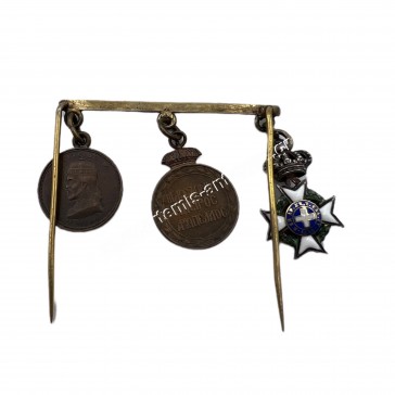 Greek Bar of 3 Miniature Medals Balkan Wars 2