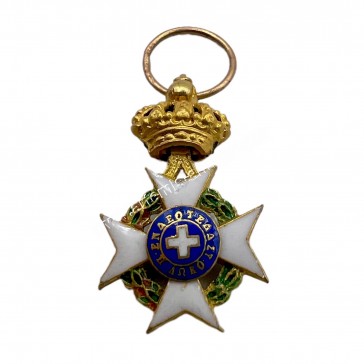 Gold Knight of the Order of the Redeemer Ultra Mini Miniature Medal Crown and Ring in Gold 2