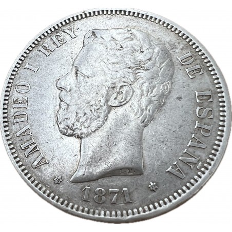 5 Pesetas 1871 (18 71) Amadeo I Ισπανία