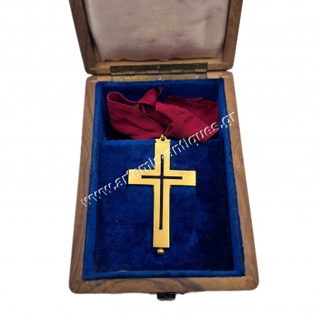 Commander Order of the Orthodox Crusaders of the Jerusalem Patriarchate in Gold 14K in Wooden Engraved Case Rare