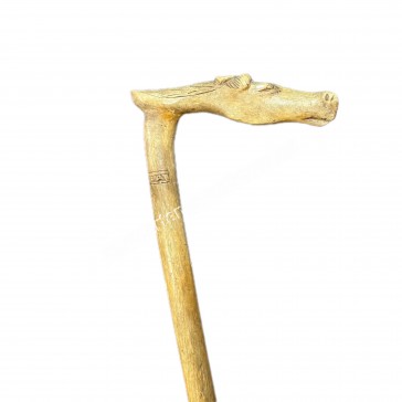 Corfu Olive Wood Horse Carved Cane