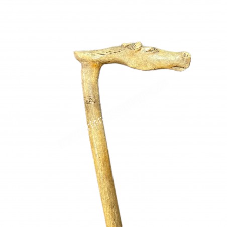 Corfu Olive Wood Horse Carved Cane