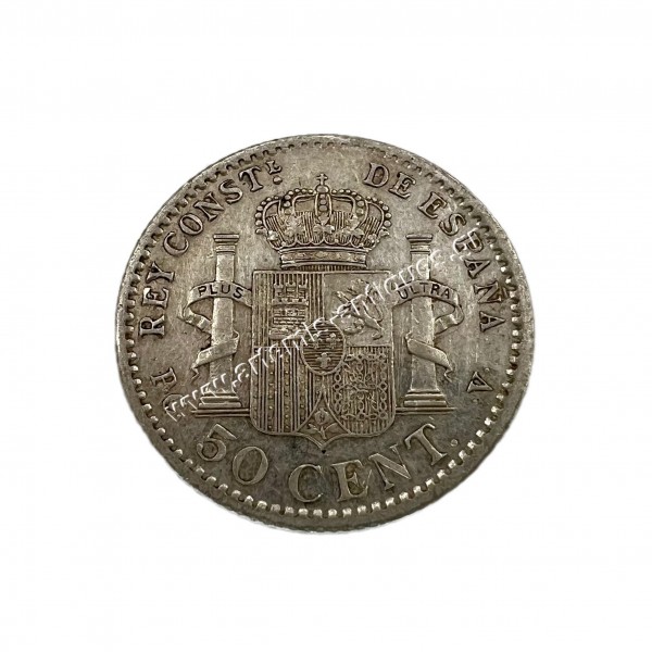 50 Centimos 1910 Alfonso XIII Spain