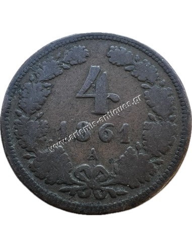 4 Kreuzer 1861 A Franz Joseph I Austria