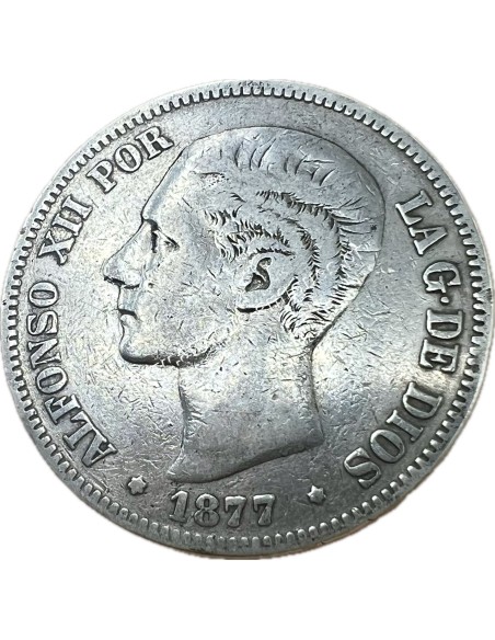 5 Pesetas 1877 Alfonso XII Ισπανία
