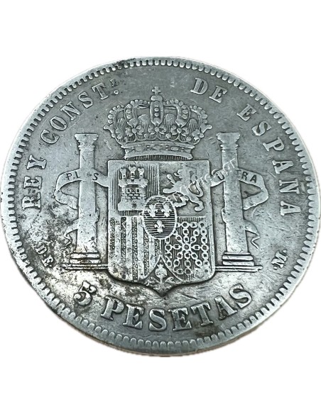 5 Pesetas 1877 Alfonso XII Spain