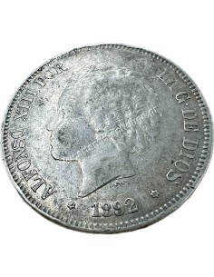 5 Pesetas 1892 (92) Alfonso XIII Ισπανία