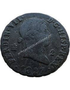 2 Maravedis 1827 Fernando VII Σεγκόβια Ισπανία