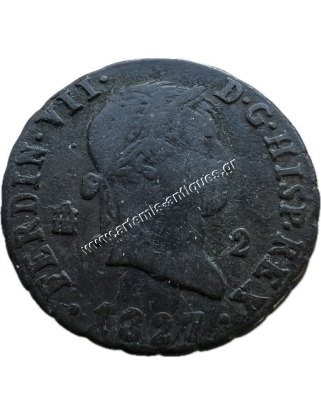 2 Maravedis 1827 Fernando VII Σεγκόβια Ισπανία