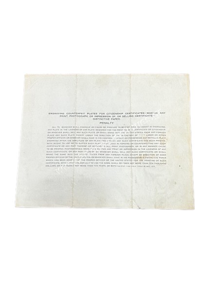Πιστοποιητικό Ιθαγένειας 1939 Η.Π.Α
