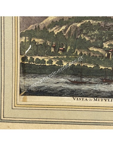 Vista di Mitylin Engraving 18th Century