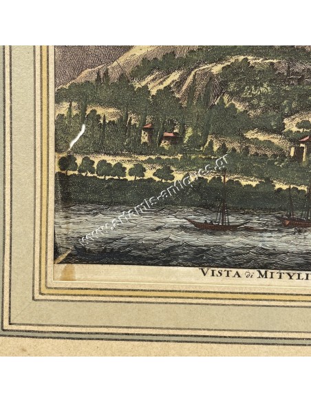 Vista di Mitylin Engraving 18th Century