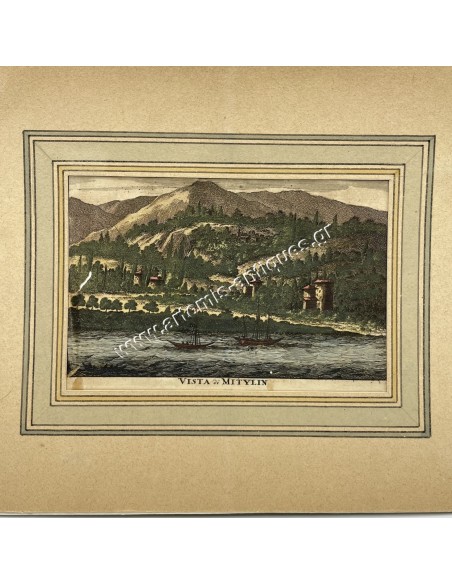 Vista di Mitylin Engraving 18th Century