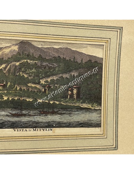 Vista di Mitylin Engraving 18th Century