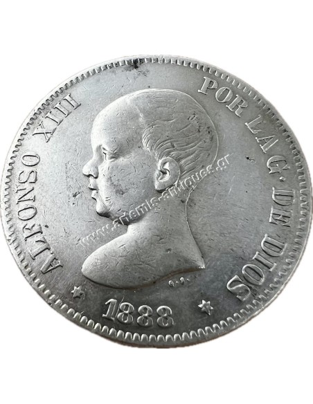 5 Pesetas 1888 (88) Alfonso XIII Spain
