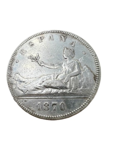 5 Pesetas 1870 (70) Provisional Government Spain