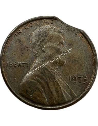 1 Cent 1973 Lincoln Memorial Cent Κομμένος Δίσκος