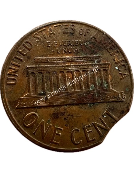 1 Cent 1973 Lincoln Memorial Cent Κομμένος Δίσκος