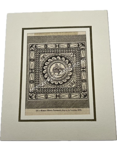 Roman Mosaic Pavement , dug up in London 1803 engraving 19th century