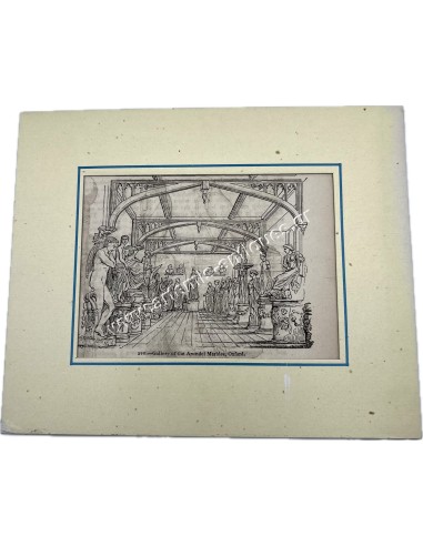 Gallery of the Arundel Marbles , Oxford engraving 19th century