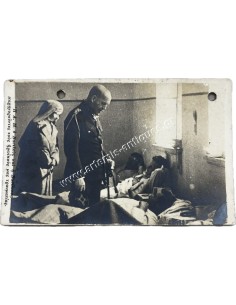 His Majesty the King and Queen comforting our Wounded Heroes, Postcard