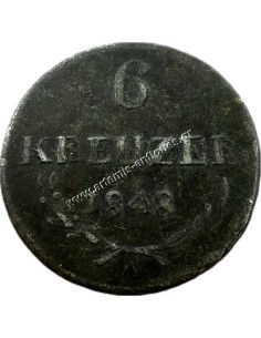6 Kreuzer 1848 A Franz Joseph I Austrian Empire 2