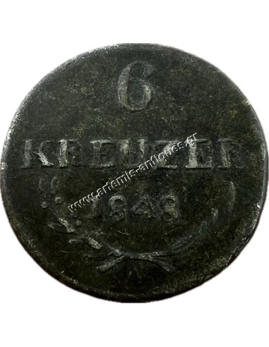 6 Kreuzer 1848 A Franz Joseph I Austrian Empire