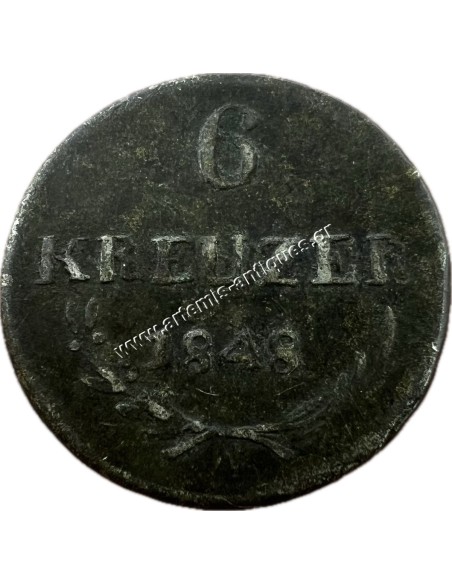 6 Kreuzer 1848 A Franz Joseph I Αυστριακή Αυτοκρατορία