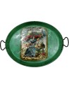 Chromolithography of Greece holding Bulgarian Flag on Metallic Tray 1910s