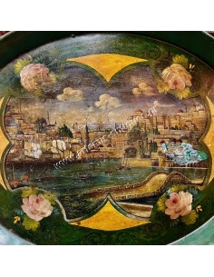 Galatas Bridge Metallic Hand-painted Tray Second Half of 19th Century 2