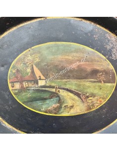 Hand-Painted Metallic Tray 19th century 2