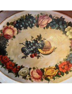 Hand-Painted Flowers and Fruits on Metallic Tray Second Half of 19th century 2