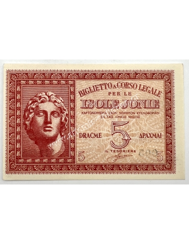 5 Drachmas 1941 AU- UNC Isole Jonie