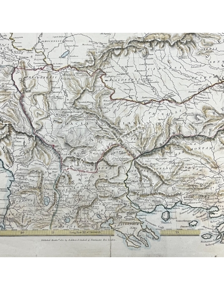 Ancient Macedonia, Thracia, Illyria, Moesia, and Dacia Engraved Map