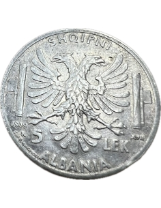 5 Lek 1939 Vittorio Emanuele III Αλβανία 2