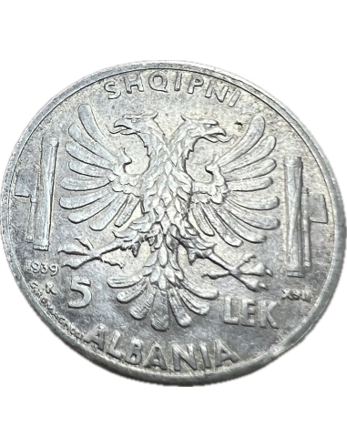 5 Lek 1939 Vittorio Emanuele III Albania