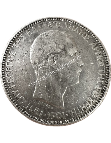 5 Drachmas 1901 Prince George Cretan State