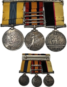 Bar of 3 Queen's Campaign Medals and Miniature Medals 2