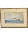 Watercolour Painting HMS Loyal G15 British Royal Navy