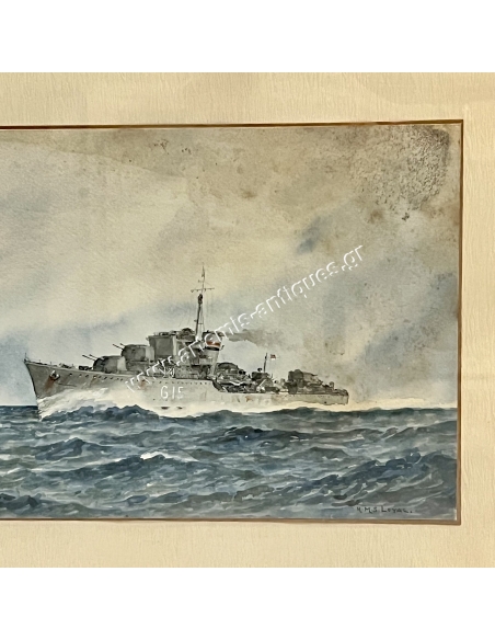 Υδατογραφία HMS Loyal G15 Βρετανικό Βασιλικό Ναυτικό