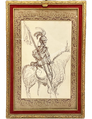 King Constantine Brown Ink Sketch