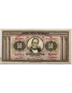 50 Drachmas 1927 Red Ovpt