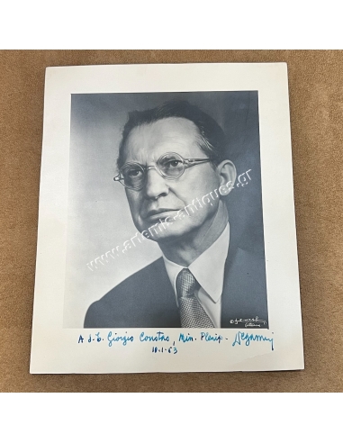 Alcide De Gasperi Signed Picture Dedicated to Georgios Coustas