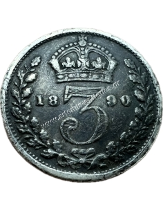 3 Pence 1890 Victoria Ηνωμένο Βασίλειο 2