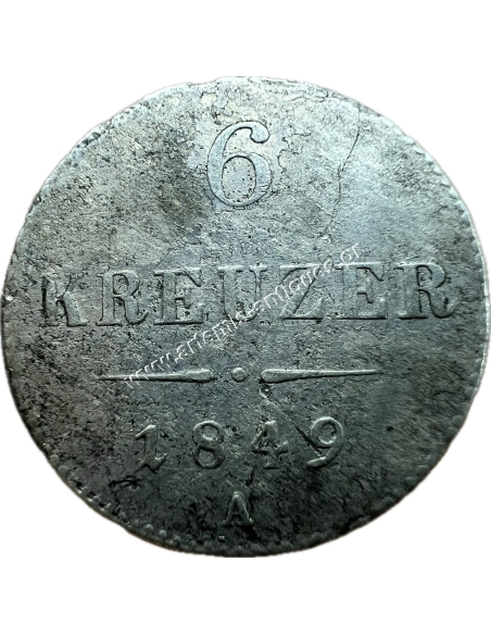 6 Kreuzer 1849 A Franz Joseph I Αυστριακή Αυτοκρατορία
