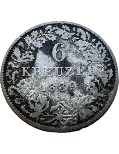 6 Kreuzer 1839 William I Kingdom of Württemberg