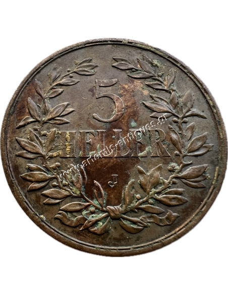 5 Heller 1908 Wilhelm II German East Africa