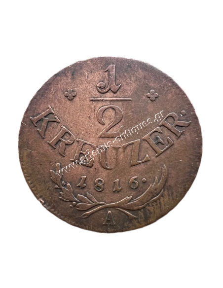 1/2 Kreuzer 1816 A Francis I Austrian Empire