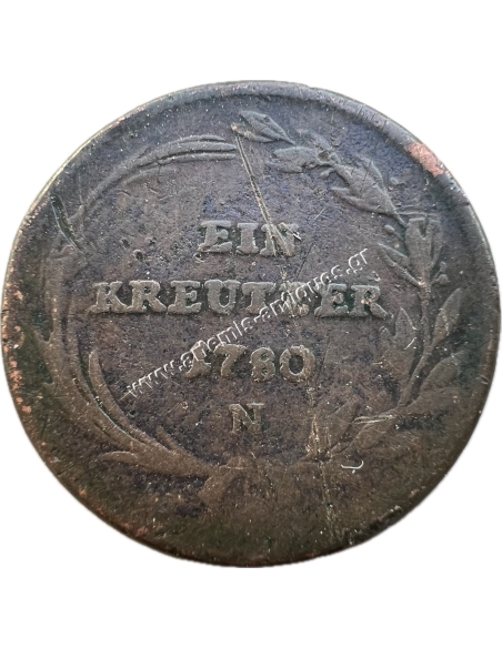 1 Kreuzer 1780 N Maria Theresia Austrian Empire Rare
