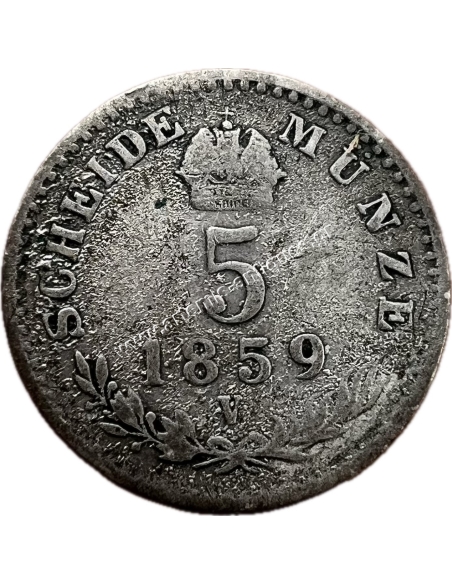 5 Kreuzer 1859 V Francis Joseph I Αυστριακή Αυτοκρατορία